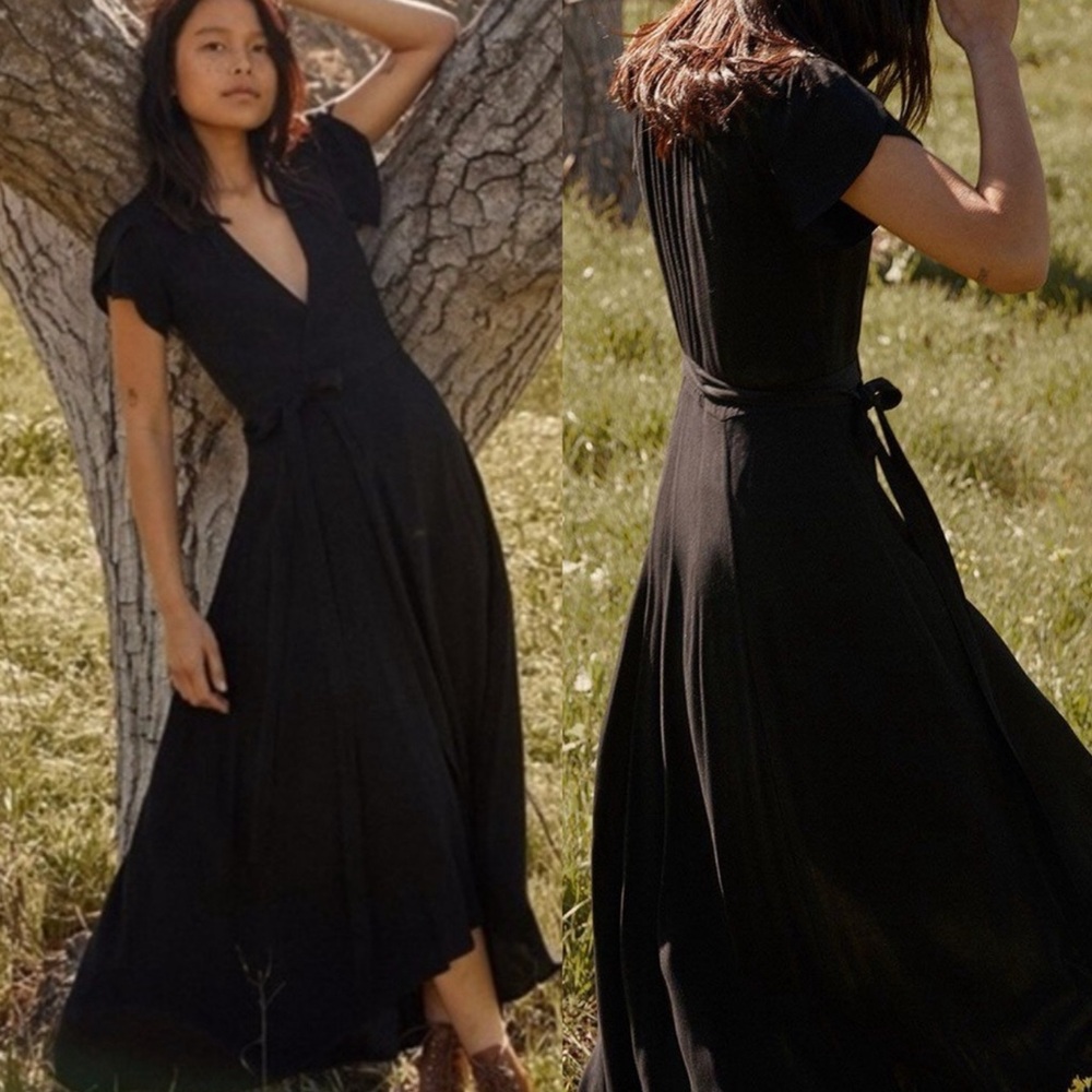 Christy Dawn Autumn Wrap Dress in Noir